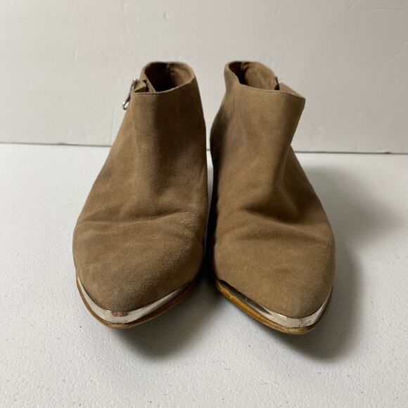 Aldo Size 8 Suede Leather Ankle Boot Made Spain Taupe Brown Booties Neutral Fall - Picture 2 of 16